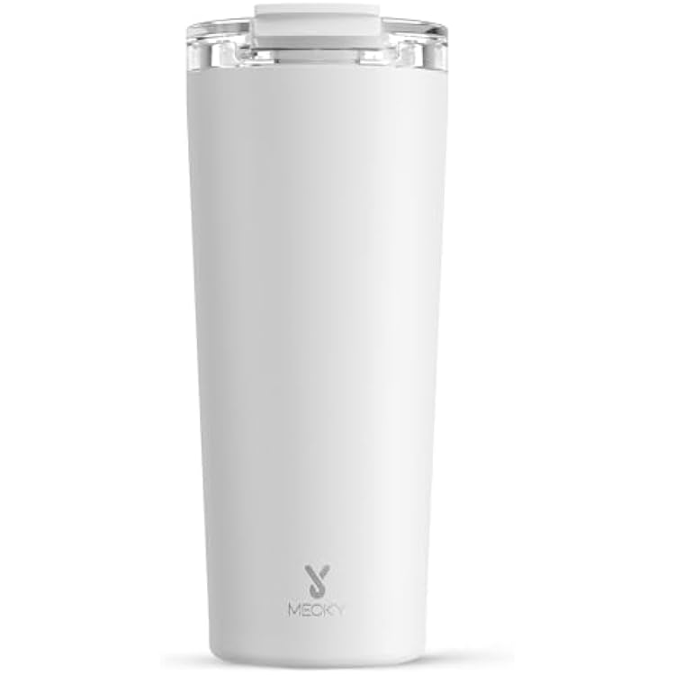 Meoky 24 oz Travel Coffee Mug with Leak-proof Lid, Stainless Steel Insulated Coffee Tumbler, Keeps Hot for 8 Hours or Cold for 24 Hours, Fits in Car Cup Holder Ivory