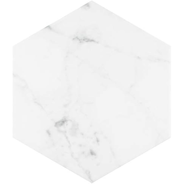 SomerTile FEQCRX Murmur Carrara Hexagon Porcelain Floor & Wall Tile, 7 x 8 Pack of 25