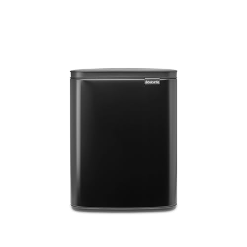 Brabantia Bo Small Lift-Open Trash Can | 3.2 Gal  12L | Matt Black | Free Standing Bedroom, Bathroom, Nursery Trash Can, Removable Inner Bucket, Non-Slip Base | Trash Bags