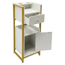 Barber Salon Rolling Trolley Cart with Draw and Storage Cabinet, Beauty Hairdressing Trolley, Salon Station with 2 Hair Dryer Holders for Hair Stylist