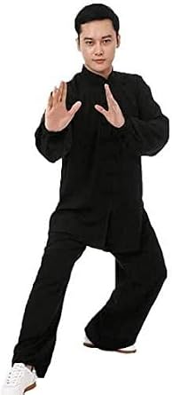 TaiChi Uniform,Tai Chi Clothing, Women's Tai Chi Uniform Chinese Traditional Cotton Plus Silk Tai Chi Suits Martial Arts Wear Long Sleeve Morning Exercises Kung Fu Clothing(Black_XXS)