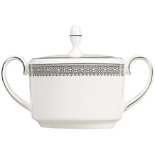 Vera Wang for Wedgwood Vera Lace Platinum Covered Sugar, 4.8", White