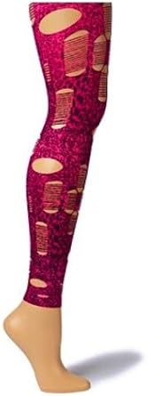 Footless Tights Leopard Print Ripped - S/M