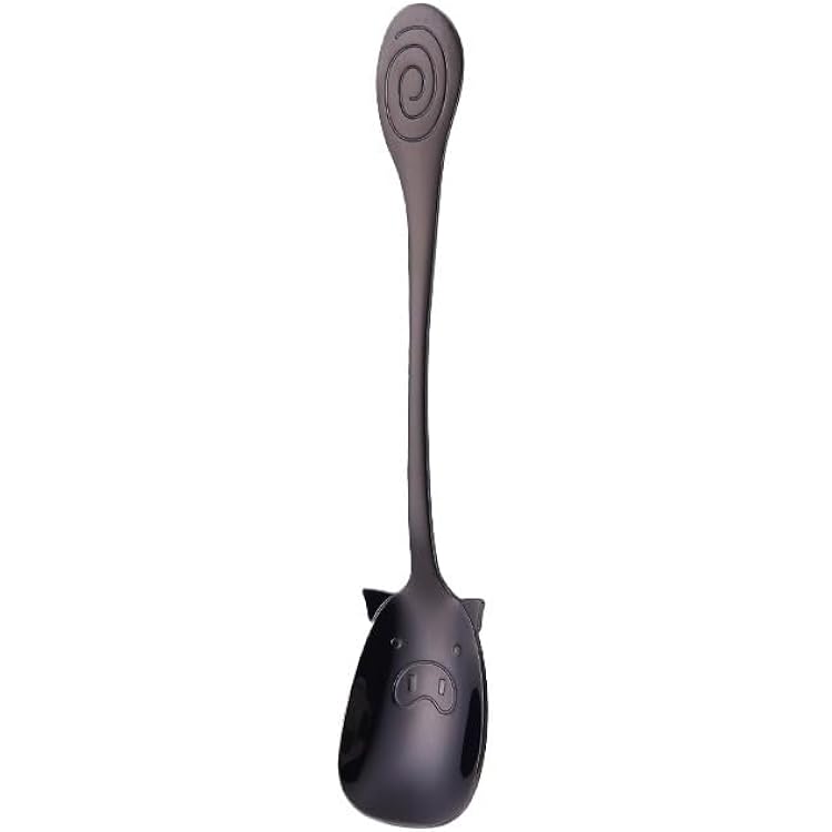 Silverware Flatware Set, 1468pcs 304 Stainless Steel Spoon Creative Cartoon Pig Spoon Stirring Coffee Spoon Dessert SpoonBlack,8 Pieces
