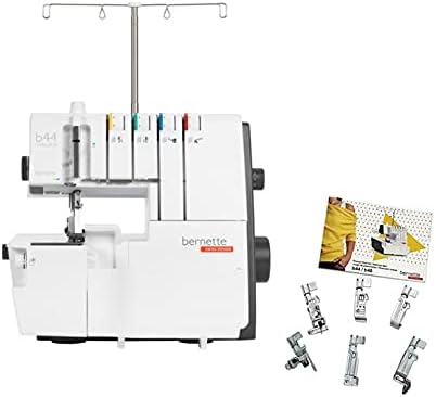 Bernette B44 Overlock Serger Sewing Machine High-Speed, Heavy-Duty Stitching with Thread Overlocking, Differential Feed, Color-Coded Threading, Rolled Hem, Portable Design & 6-Piece Presser Feet