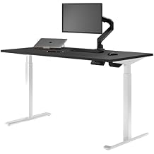 Desky Single Sit Stand Desk - Adjustable Standing Desk - Ergonomic Sit & Stand Up Desk - 59x29.5 Electric Standing Desk - Adjustable Height Table - Sit to Stand Desk - Height Adjustable Desk, Black