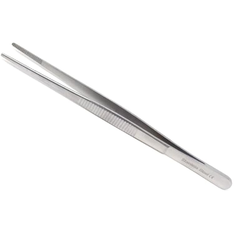 Specimen Spec Jar Forceps 10 25.4 cm, Blunt Serrated Tips, Straight Stainless Steel
