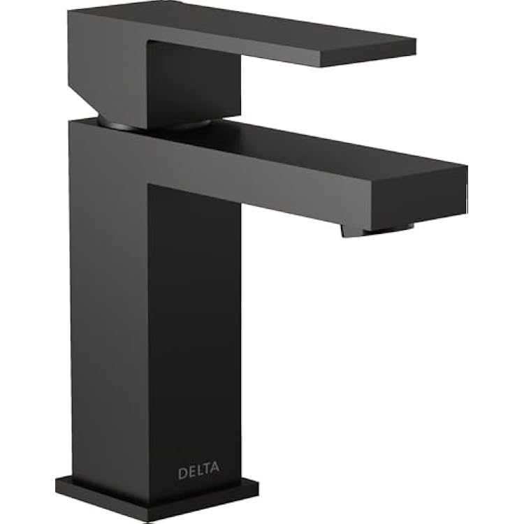Delta Modern Matte Black Bathroom Faucet 1 Hole, Single Hole Bathroom Sink Faucet for Vanity, Metal Push-Pop Drain Assembly, Matte Black 567LF-BLGPM-PP