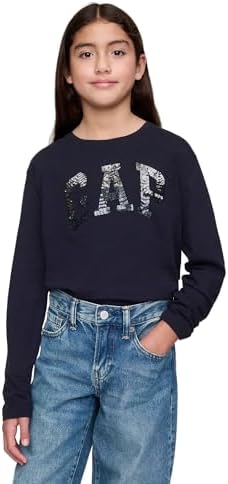Gap Girls Sequin Logo Long Sleeve Tee