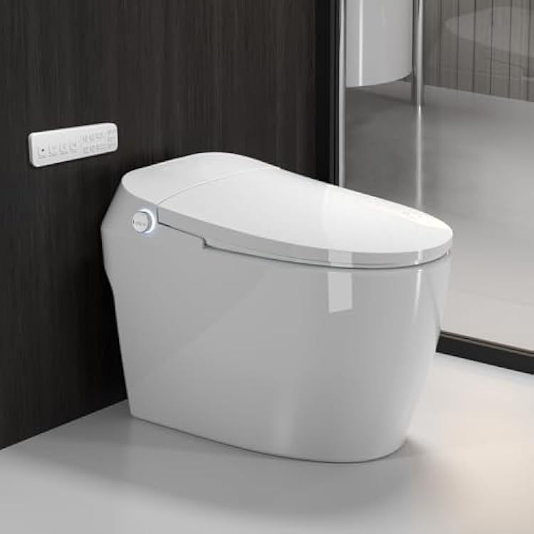 ZMJH 901 Smart Toilet with Bidet Built in, One Piece Elongated Toilet, Dryer and Warm Water, Heated Seat, Auto Flush, Soft Close Seat, Remote Control, White