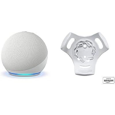 All-new Echo Dot (5th Gen, 2022 release) Glacier White with Wall Mount