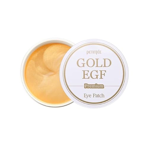 Petitfee Premium Gold & EGF Eye Patch 60pcs 30pairs - 24k Gold, EGF, Ginseng, Caviar Extract for Nourishing Under Eye, Firming, Smoother Eye Area, Skin Soothing, Rejuvenating