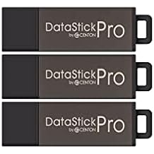 Centon Electronics DataStick Pro USB 2.0 Flash Drive, 8 GB, 3 USB Flash Drives, 3 Bulk Pack, Grey