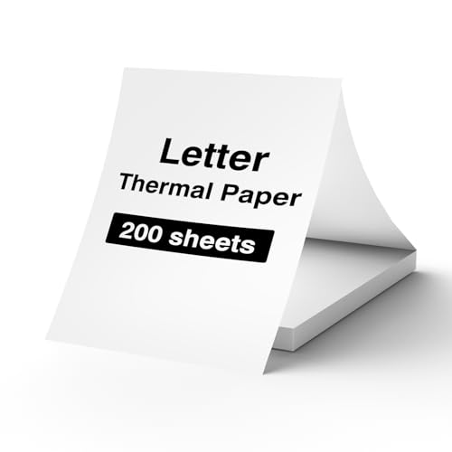 200 Sheet MT610 M08F A40 Thermal Printer Paper 8.5 x 11 for M08F-Letter, MT610, M832, M834, A285M, A80, A81, PR20, Brother Letter & Most Letter Thermal Portable Printers