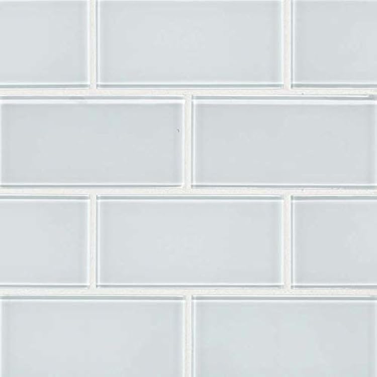 Ice White 3X6 Glass Subway Tile, 13.75 SFT, 110 Pcs