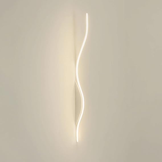 Creative Linear Wave Bedside Wall Sconces, Modern LED-3000K Corridor Wall Washer, Metal Long Strip Bedroom Wall Light, Simple Living Room Decorative Lighting Atmosphere Lamp