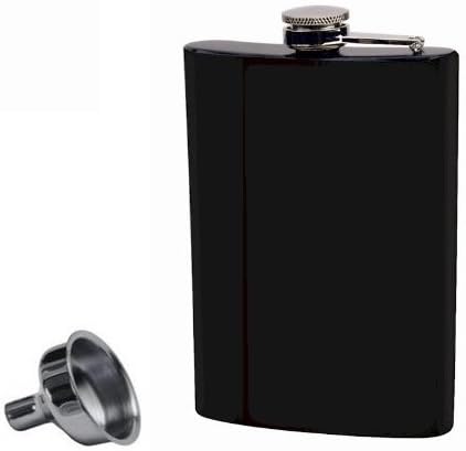 Hip Flask and Refill Funnel Set - 8 oz, Easy Pour, Laser Welded and Sealed, Leakproof, Attached Screw-On Cap -  in Gift Box