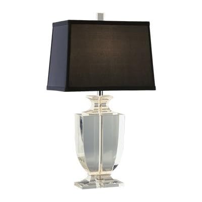 Robert Abbey 3329B Lamps with Rectangular Black Dupioni Silk Shades, Clear CrystalSilver Plate Accents Finish, 20.5" x 5.13" x 20.5"