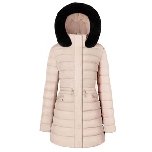 BodiLove Womens Fur Hooded Thickened Jacket with Fleece Lining
