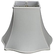 Upgradelights White Shantung Silk 18 Inch Fancy Square Bell Lampshade (8 inch top, 18 inch bottom, 13 inch height).