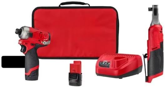 For Milwaukee 2551-22-2567-20 M12 FUEL 12V Lithium-Ion Cordless SURGE 1/4 in. Hex Impact Driver and M12 FUEL High Speed 3/8 in. Ratchet Combo Kit
