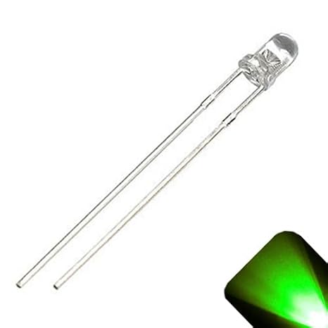 12V 3mm Round Top Pure Green LED Internal Resistor 5-15V (Pack of 5)