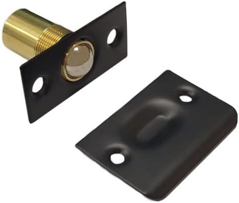 QCAA Solid Brass Adjustable Ball Catch with Strike, 2-1/8" x 1" x 1-5/16" Height, 11/16" Dia. (2pack, Brushed Satin Thicker Nickel)