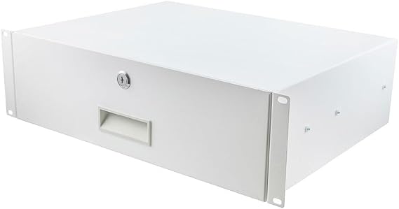 NavePoint 3U Rack Drawer for 19 Inch Server Racks and Network Cabinets, 13.7 Inches Deep Rack Mount Drawer with Lock, White