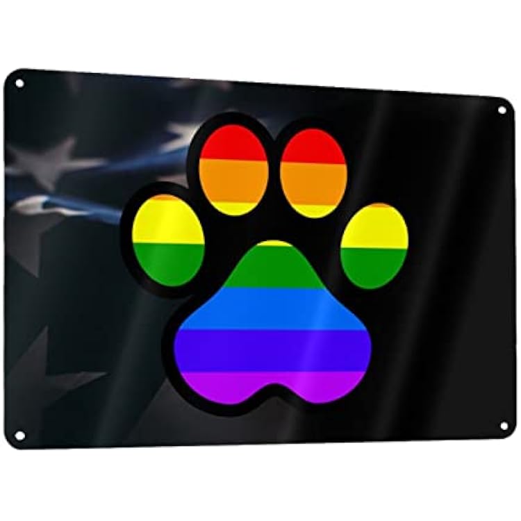 Lgbt Gay Lesbian Furry Paw Pride Rainbow 12x8in Sign Metal Wall Art Poster Home Decor