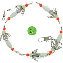 Squid Catcher Daisy Chains, 4 Pcs Glow Design, for Saltwater Squid Jigging, Weighted Clasp Setup, Ideal for Night Fishing and Squid Trips