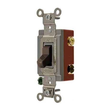 Hubbell Wiring Device-Kellems Wall Switch, 3-Way, 120/277V, 20A, BRN, Toggl HBL1223-1 Each