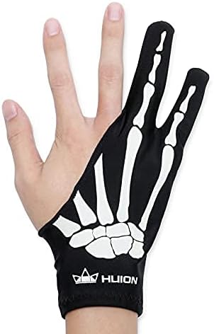 HUION Skeleton Glove for Graphics Drawing Tablets Free Size Two-Finger Artist Glove for Pen Display/LCD Light Box/Pad/Sketch, Good for Right and Left Hand - One Unit, Non-Fluorescent Color,Right