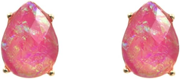 Teardrop Epoxy Stud Earrings - Teardrop Cut Solid, Square Lever, Round, Semi Precious Epoxy, For Women, Sparkly Glitter, AB