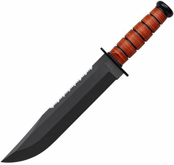 KA-BAR 2-2217-7 Big Brother Fixed Blade Knife with Leather Handle and Sheath, Large Utility Knife