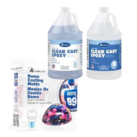 Alumilite Amazing Clear Cast 2 Gallon with 2 Pack Dome Casting Molds Bundle