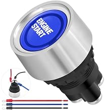 50 Amp Engine Start Ignition Switch Green 12VDC 22mm 7/8" Spst Momentary Push Button Start Switch On Off Stainless Steel 304 Led Light High Current 50A