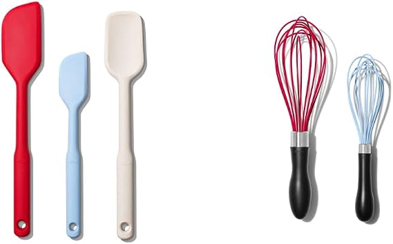 OXO Good Grips Silicone Kitchen Utensils Bundle (3 Piece Spatula Set + 2 Piece Whisk Set)