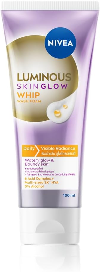 NIVEA Luminous Skin Glow Whip Wash Foam, Face Cleanser with Vitamin C, 100ml