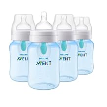 Philips Avent Anti-Colic Bottle with AirFree Vent, 4oz, with Flow 1 Nipples, 0m+, 4pk, Clear, SCY701/04 (Pack of 6)