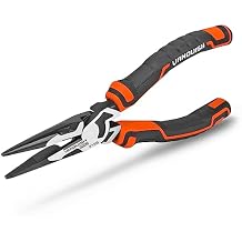 Vanquish 8 Inch Long Needle Nose Pliers High-Leverage Wire Cutters with Comfort Grip Handle (3168)