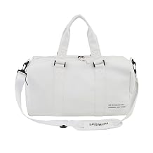 Custom Gym Bag Personalized PU Leather Duffle Bag for Swimming Martial Arts Taekwondo Karate Sparring Gear Travel Team Logo Sports Bag (White)