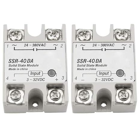 2Pcs SSR-40DA Single-Phase DC Solid State Relay Module Load 24-380VAC Controlled Module Input 3-32V DC for Industrial Automation Process
