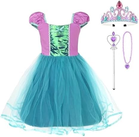 Mermaid Costume Kids Little Mermaid Princess Costumes for Girls Mermaid Ariel Princess Costumes Fancy Dress Up for Girls Halloween Cosplay Birthday Party World Book Day Mermaid Sequin Outfit