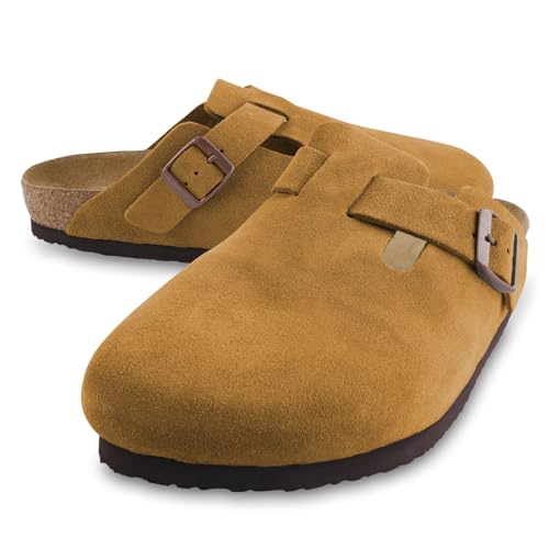 Clogs for Women Suede Clogs Cork Footbed Mules Potato Shoes with Arch Support Mens Comfort Slip-On Clogs
