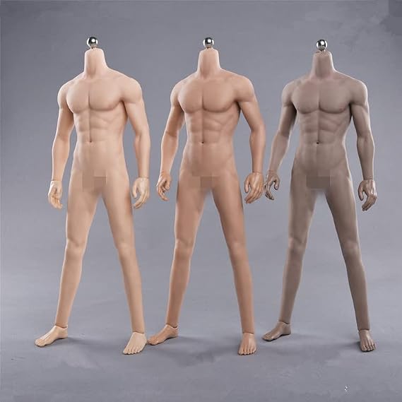 1/6 Scale Male Body,JIAOU Doll 12inch Male Super Flexible Strong Muscle Seamless Action Figure Body Collection (JO-K10A, Black Skin)