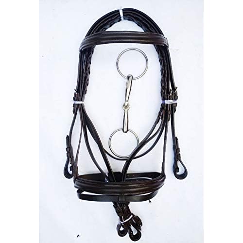 Genuine Black Leather Horse Snaffle Bridle with Snaffle Bit