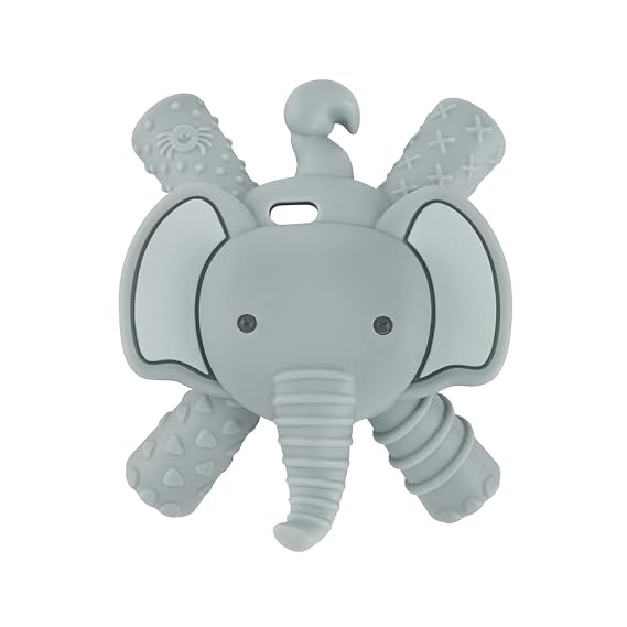 Itzy Ritzy Ritzy Teether for Molars, Silicone Baby Teething Toy (Elephant)