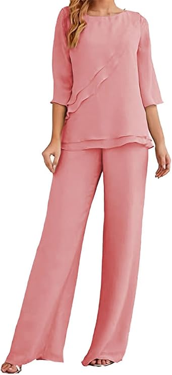 Mother of The Bride Pants Suit for Wedding 2 PC Womens Formal Evening Dressy Pant Suit Flattering Fit
