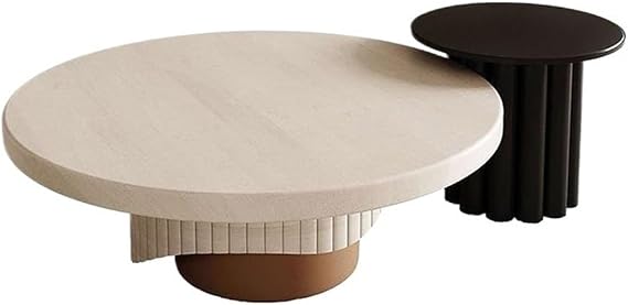 Creative Round Coffee Table Made of Solid Wood, Modern Minimalist Tea Table, Lightweight Luxury Design for the Living Room, Side Table (Black)