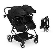 Double Stroller for Twins,Lightweight & Compact Side-by-Side Double Stroller for Twins,Foldable Baby Travel Stroller with High-Landscape Seats, Adjustable Canopy & Multi-Position Recline, for Infant